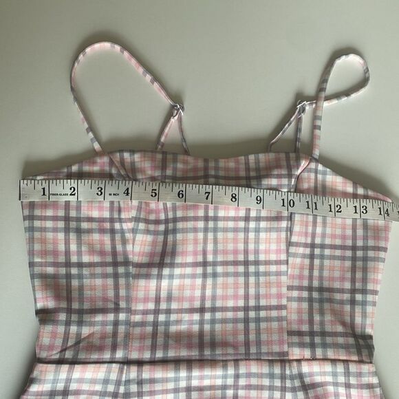 French Connection Plaid Pink Whisper Back Tie Mini Dress Size 0 - Picture 11 of 12